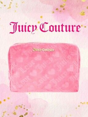 Juicy Couture Pink Juicy & Heart Terry Wedge Bag Gold Heart Pull + Bottle *BNIB